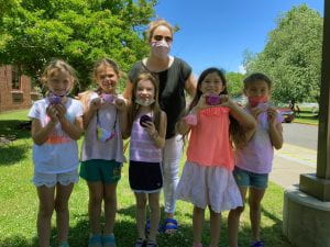 Liz Piteo and second-graders with Legacy Stones