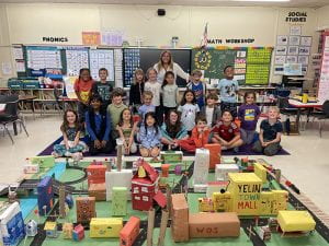 Ms. Yelin's class with Yelin Town collab construction